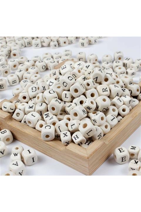 yiğit aksesuar 100 Adet Karışık Ahşap Harf Boncuk