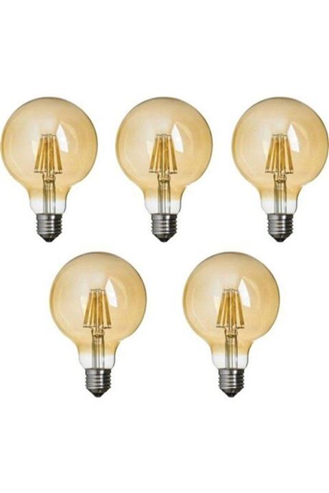 Heka G95 6w Gold Cam 2700 K Gün Işığı Gerçek Rustik Ampul E27 Duy 5li Paket