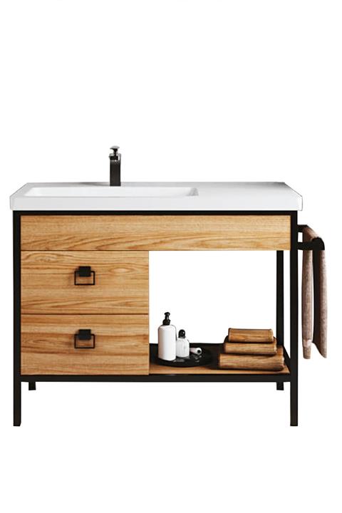 DENKO Dila 100 Cm Banyo Dolabı Takımı, Alt Modül Ve Seramik Lavabo