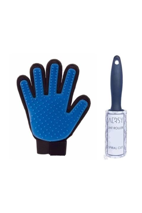 GENX Kedi Köpek Tüy Toplama Yıkama Eldiveni + Tüy Alma Rulosu