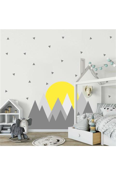 Ender Dağlar Ve Güneş Geometrik Duvar Sticker