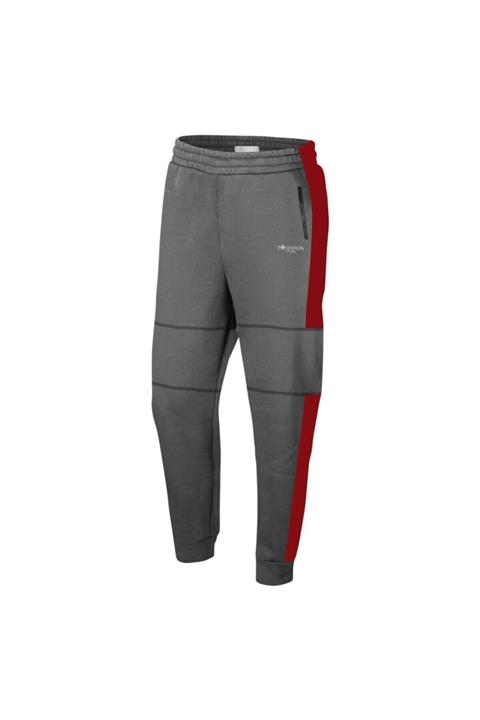 POSEIDONSTORM Büyük Beden Erkek Antrasit Günlük Sporcu Eşofman Altı 4xl-10xl Kırmızı Parçalı Tek Bant - M3