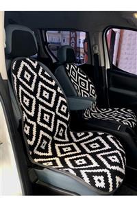 ELMASS Universal Oto Koltuk Kılıfı Terletmez Minder Pamuk Kilim Lastikli 2 Parça Uyumlu