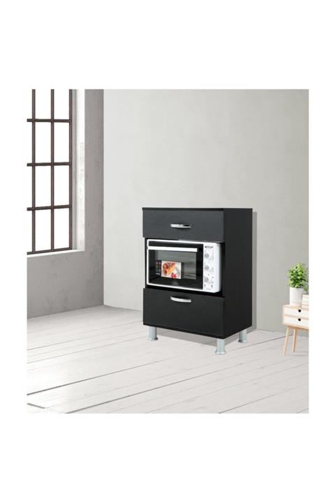 Chic Life Neptün Çekmeceli-orta Bölmeli Ek Mutfak Dolabı Siyah