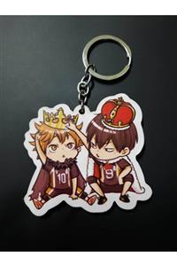 ONA1 Haikyuu - Kageyama Ve Hinata Chibi Anime Baskı Anahtarlık/çanta Aksesuarı