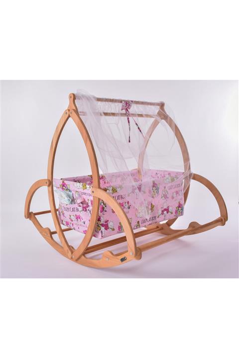 Artstore Mirel Serisi Anne Yanı, Yerde Sallamalı Bebek Beşiği / Pembe Çılgın Kediler (crazy Cat Boys Pink)