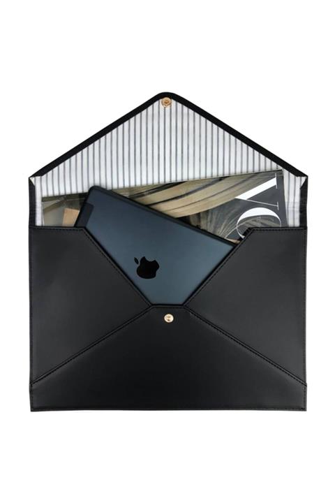 BAQQI ISTANBUL Unisex Siyah Deri Dosya Çantası