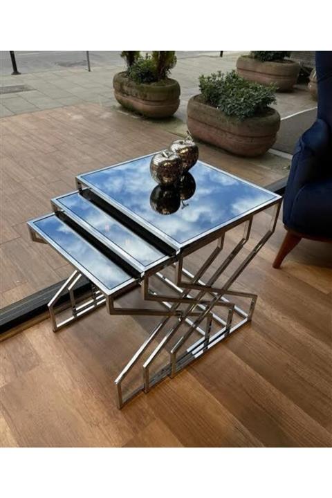 voseka Mia Paslanmaz Çelik 3'lü Zigon Sehpa