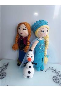 OYUNCAKPARK Karlar Ülkesi Anna Elsa Olaf Takımı Amigurumi Organik Oyuncak