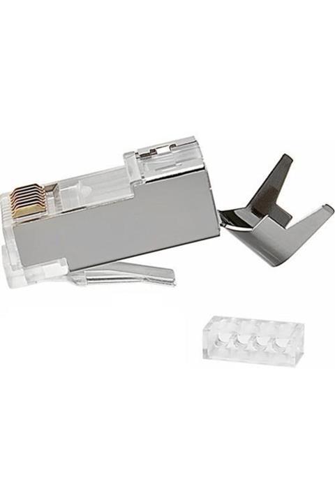 PrimeX Q-j7100m Cat7 Metal Konnektör Rj45 Cat7 Jack + Ayraç 100 Lü Paket