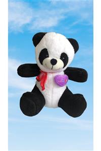 AZİZ OYUNCAK 40 Cm.. Peluş Panda Oyuncak Ayıcık .. Mor Kalpli ..