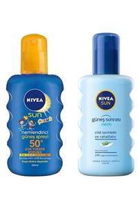 Nivea Sun Kids Nemlendirici Güneş Spreyi Spf50+ 200 Ml + Sun Güneş Sonrası 24 Saat Nem Sprey 200 Ml