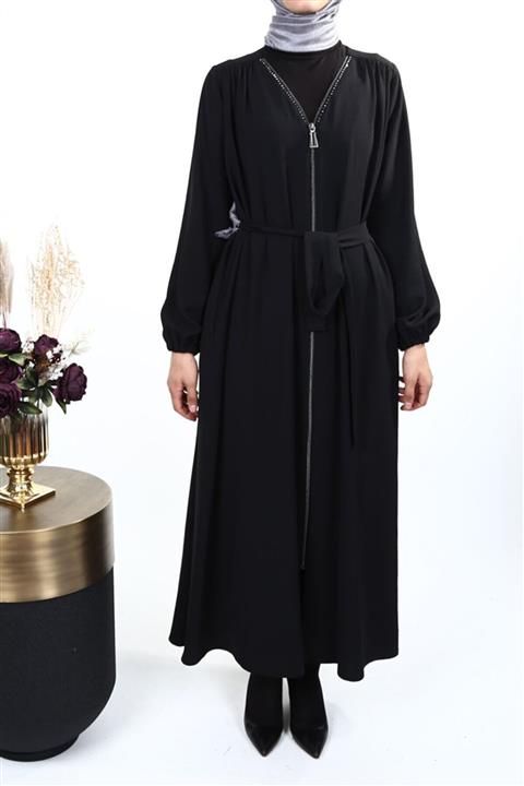 Micca V Yakalı Taşlı Ferace