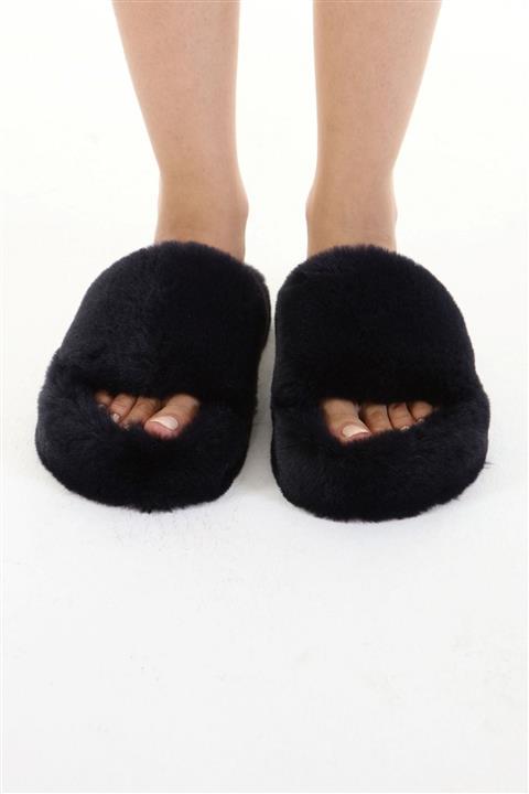 Beyond Kadın Ekstra Yumuşak Tüylü Terlik Lacivert