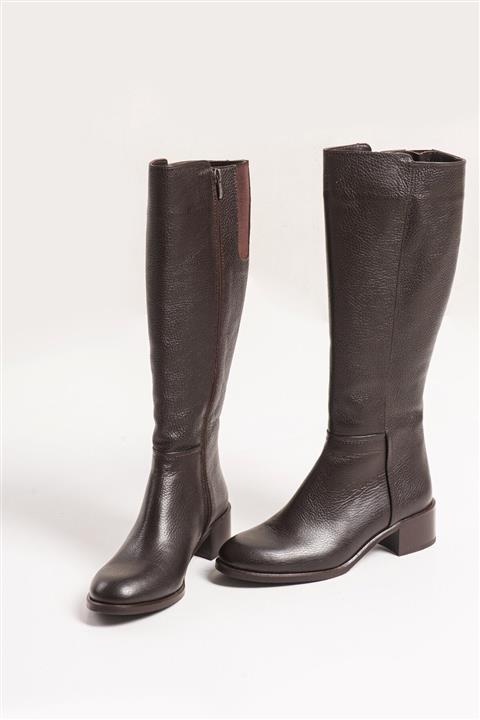 LuviShoes 1352 Kahve Derı Kadın Çyzme