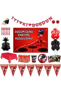 Parti Seza Uğur Böceği Ve Kara Kedi Afişli Lüks Doğum Günü Parti Süsleri 16 Kişilik