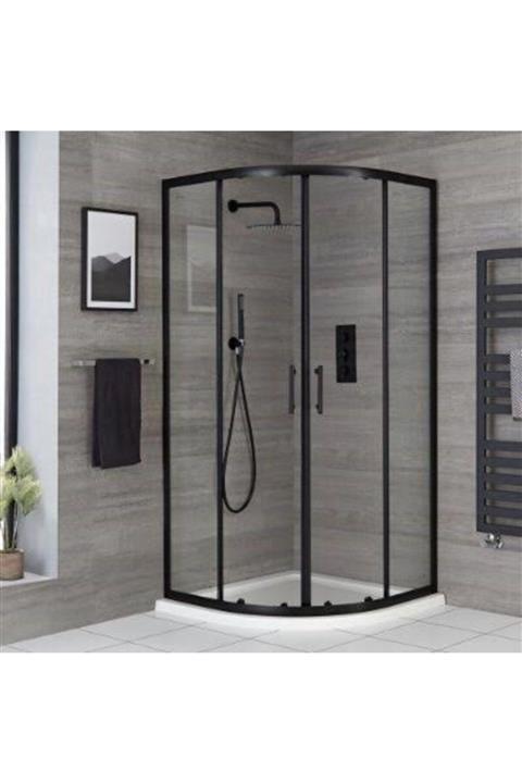 ÖZELDUS Özelduş  Siyah Profil 5 Mm Şeffaf Cam...teknesiz 100x100