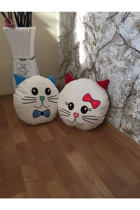 RuaRuga Peluş Sevimli Erkek-kız Kedi Yastık 2 Li