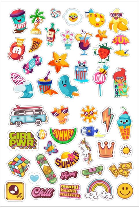 ENGINPRINT 47 Parça Laptop Box Pvc Plastik Stıcker Seti