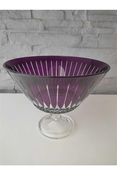 Paşabahçe Büyük Mor Kesme Ayaklı Kase 23cm X 18cm Meyvelik