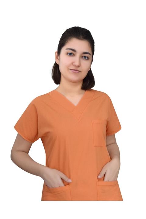 Nur Ortopedi Turuncu Hemşire Doktor Cerrahi Hastane Greys Terikoton Tek Üst Forma