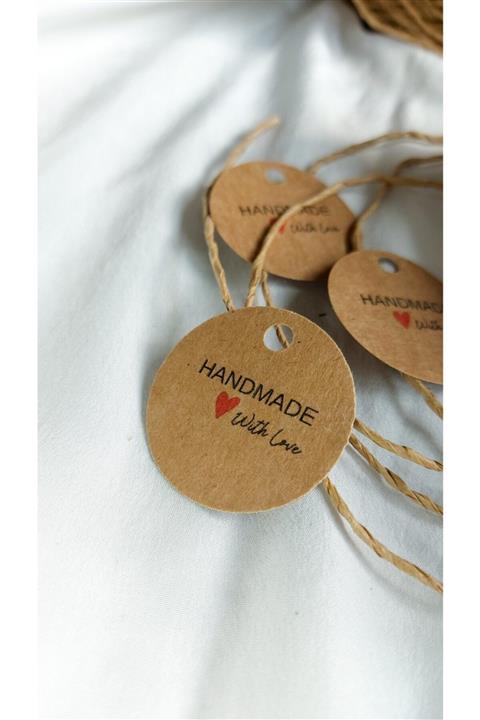 Çikoleyt Design Kraft Handmade Delikli Etiket 4 x 4 cm 50 Adet