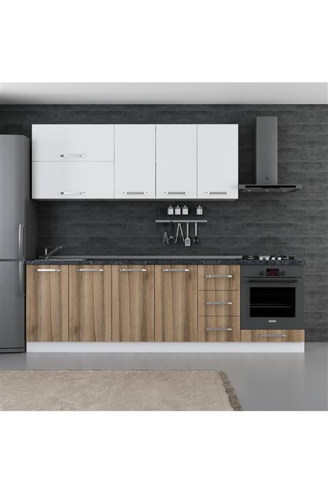 Minar 260 Cm Mutfak Dolabı Beyaz Dore 260-d3