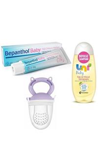 Uni Baby Boyasız Saç Ve Vücut Şampuanı 200 Ml+bepanthol Pişik Kremi 30 Gr+meyve Süzgeci Mor