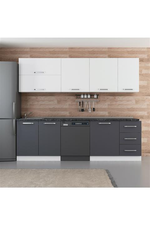 Minar 255 cm Mutfak Dolabı Beyaz Antrasit 255-a10