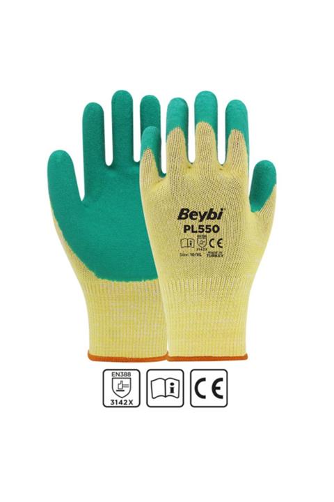 Beybi Pl550 Polyester Örme Lateks Işçi Eldiveni 9 Numara 3 Çift