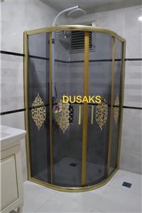 DUSAKS Osmanlı Desenli Oval Gold Füme Cam Duşakabin H190