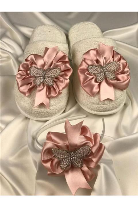 SÜSLÜTASARIM Kelebek Lohusa Terlik Taç Seti 5055