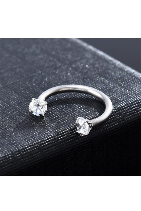 Salyangoz Company Iki Ucu Taşlı Titanyum Tragus,helix Piercing