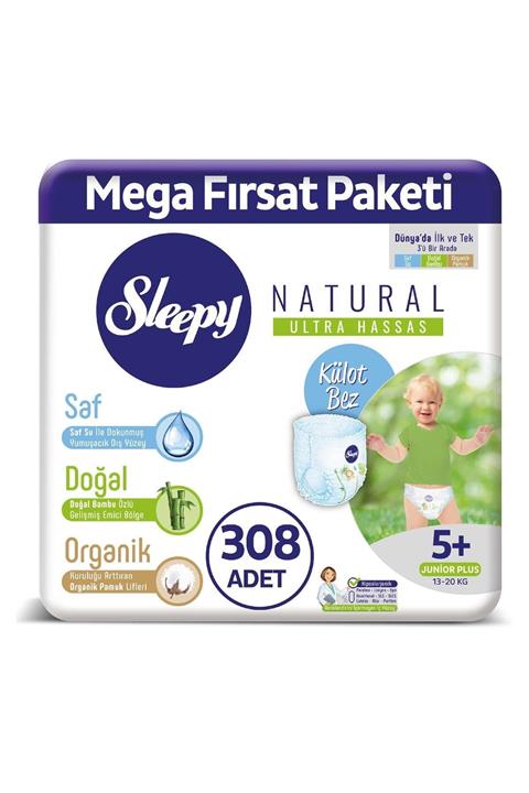 Sleepy Natural Külot Bez 5+ Numara Junior Plus Mega Fırsat Paketi 308 Adet