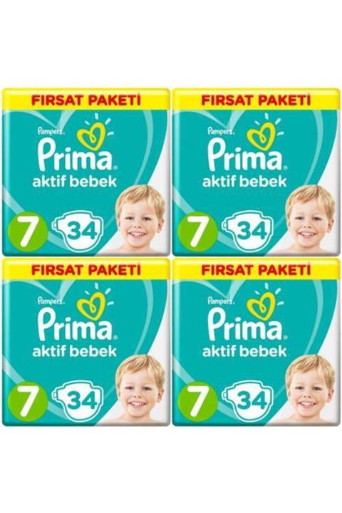 Prima Fırsat Paketi 7 Numara 34*4=136 Adet Bebek Bezi