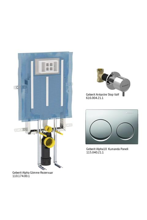 Geberit Alpha10 Gömme Rezervuar Seti,parlak Krom Panel