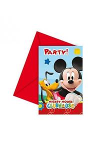 Parti dolabı Mickey Mouse 6'lı Lisanslı Parti Davetiyesi