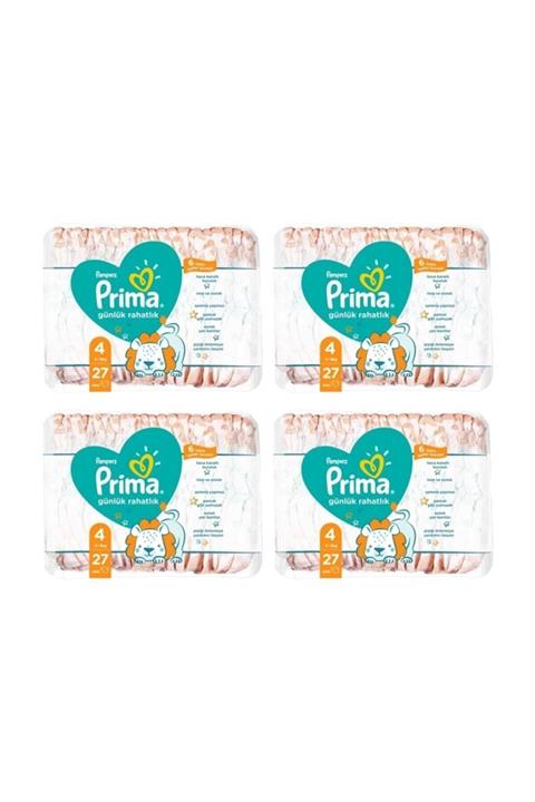 Prima Pampers Günlük Rahatlık 4 Beden Bebek Bezi 27 Li X 4 Paket 108 Adet Bez