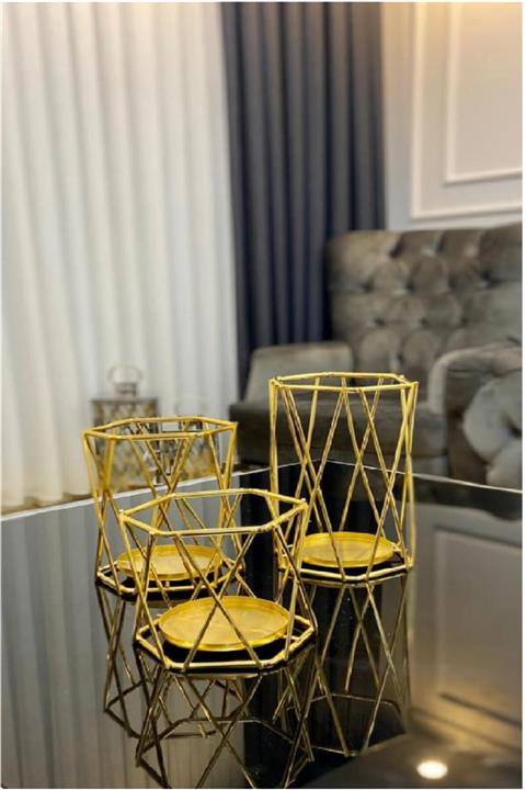 Manor Altıgen Metal 3 Boy Gold Fener