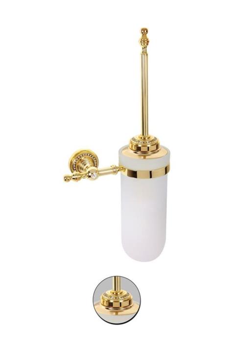 Maya Eldorado Pvd Gold Montajlı Klozet Fırçası Cam %100 Pirinç