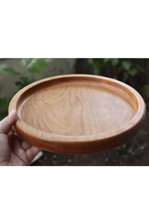 EDCTASARIM Ahşap Servis Sunum Tepsisi Yuvarlak
