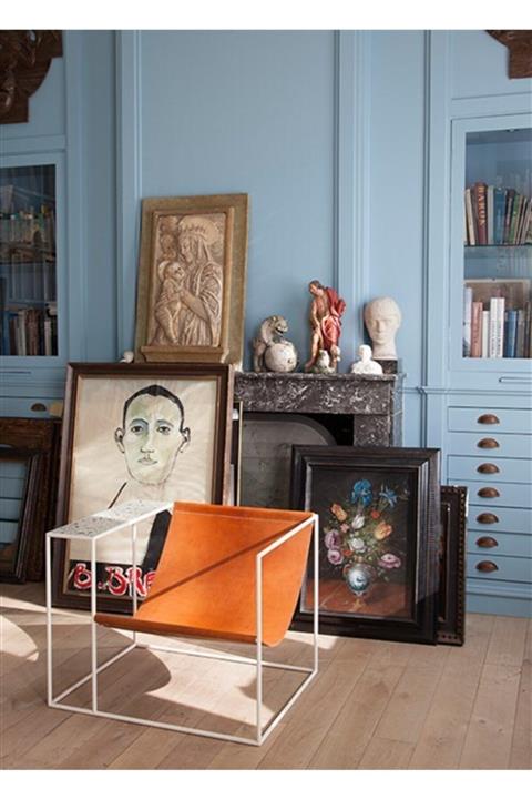 sohomanje Gerçek Deri Sehpalı Küp Sandalye