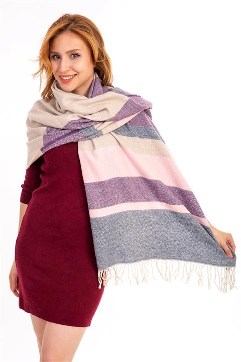 LadyColor Kadın Mor Desenli Atkı