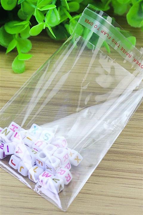 Funbou Bantlı Şeffaf Poşet / 10x20 Cm (100 Adet)