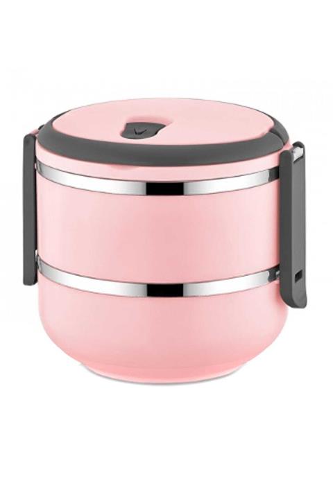 FreshBox 2 Katlı Sızdırmaz Yemek Termosu Sefer Tası Saklama Kabı Pudra Pembe 1,50 Litre