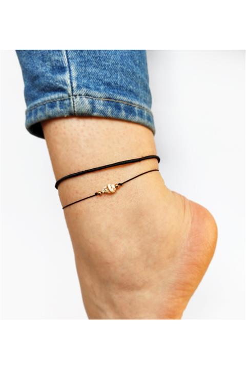 Atölye Merdiven Siyah Deniz Kabuklu Makrome Ip Ve Bağlamalı Ip Halhal