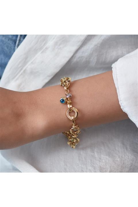 Goza Jewellery Hollow Gözlü Karma Altın Bileklik