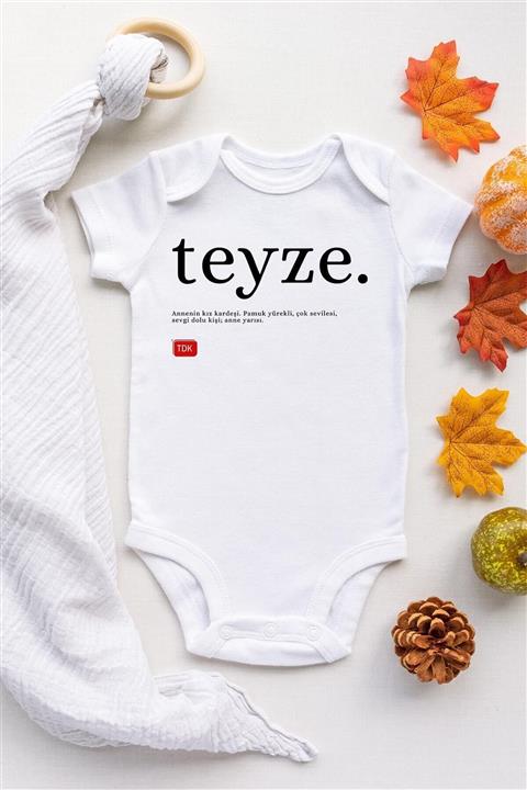 Limon Unisex Bebek Beyaz Teyze Tdk Çıtçıtlı Kısa Kol Body Zıbın