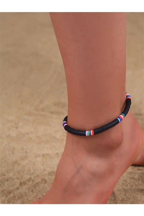 CosiBella Yeni Trend Fimo Boncuk Halhal Ayak Aksesuarı Siyah