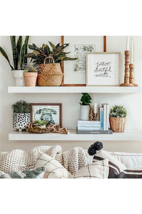 LİNDE HOME 60x20 2li Uçan Raf Seti Kütüphane Duvar Rafı